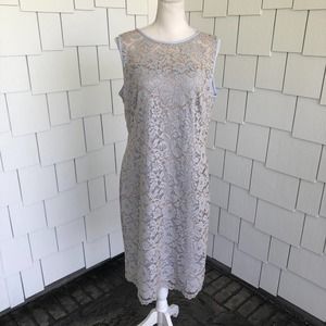 LAUREN RALPH LAUREN Women's Whisper Blue Lace Sleeveless Sheath Dress sz 12